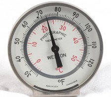 Weston 3" Model 4135 Photographic Thermometer 25-125 Degrees, Darkroom Stainless