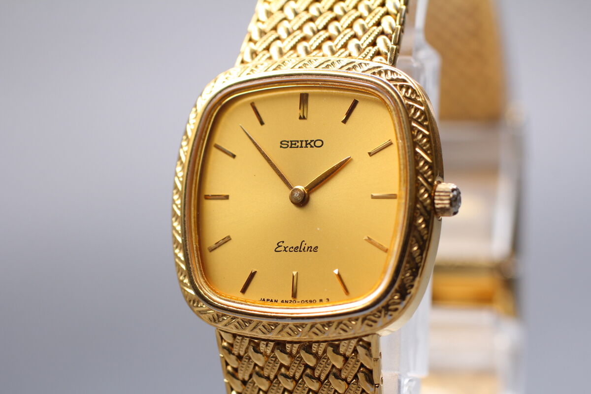 Vintage 1990 Seiko Exceline 4N20-5160 Gold Square Quartz Vintage 1990 Seiko Exceline 4N20-5160 Gold Square Quartz