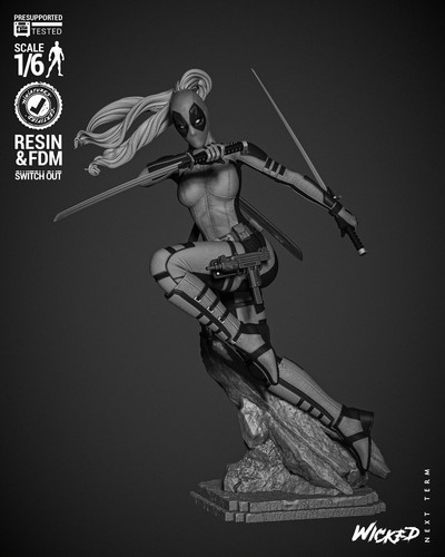Lady Deadpool 2024 Resin 3d printed DIY model kit - Picture 3 of 3