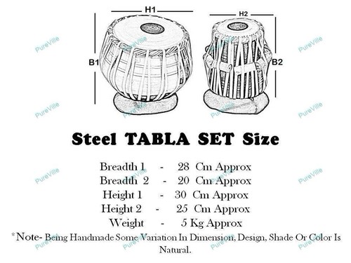 Indian Musical Instrument With Bag Tabla Stel Bayan Drum Set Finest Dayan - Picture 9 of 12