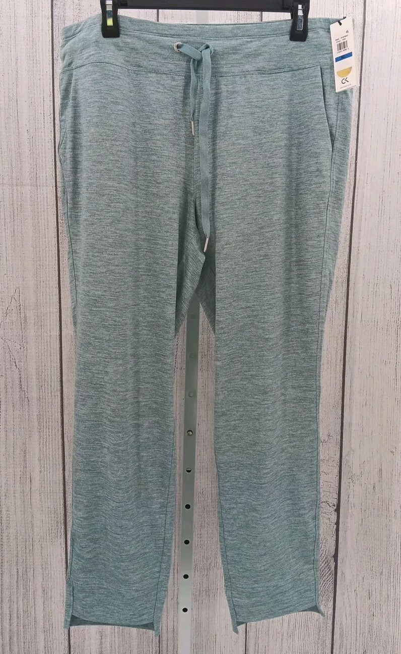 Calvin Klein Women's Slim Fit Joggers High-Low Cuffs Sea Glass Size XL (AD6-4)