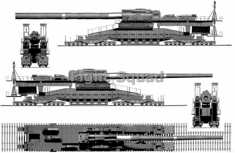 WW2 Picture Photo Drewn Giant Gun Rail Schwerer Gustav Cannon 3278