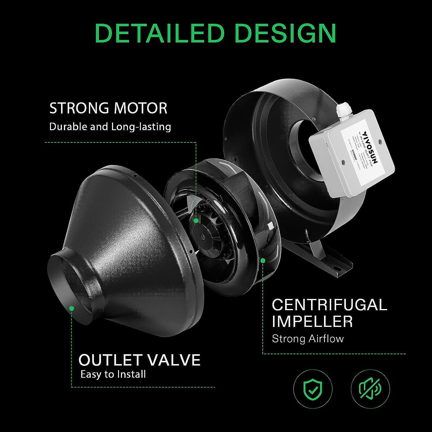 VIVOSUN 4" 203 CFM Inline Duct Ventilation Fan with Variable Speed Controller