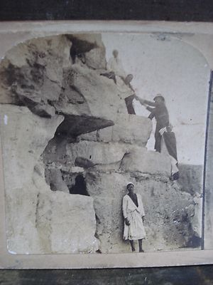 STEREOANLAGE ÄGYPTEN CHEOPS PYRAMIDE Silber Vintage Print Stereoview 1890