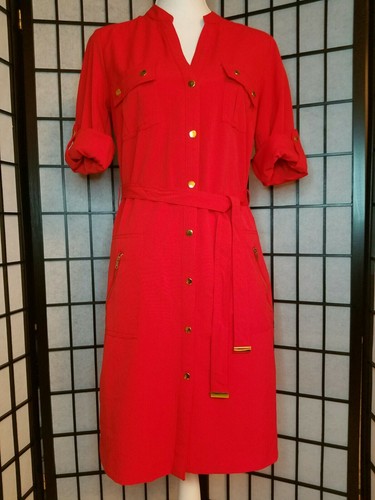 Zac and Rachel Red Orange Belted Shirt 