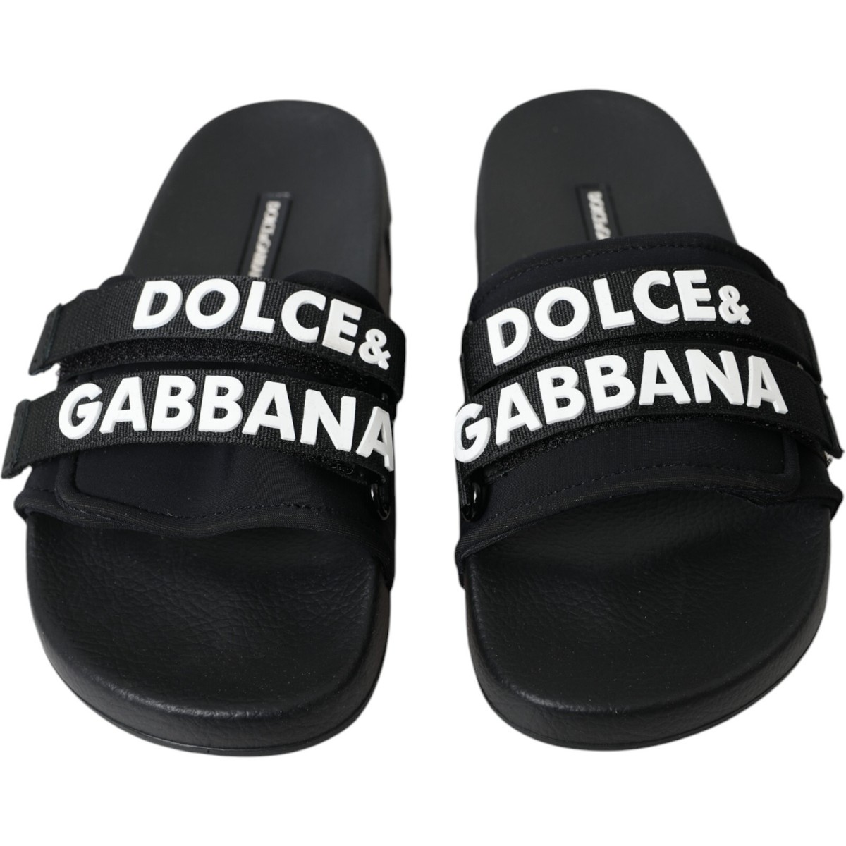 DOLCE & GABBANA Shoes Black Neoprene Slides Flats Beachwear