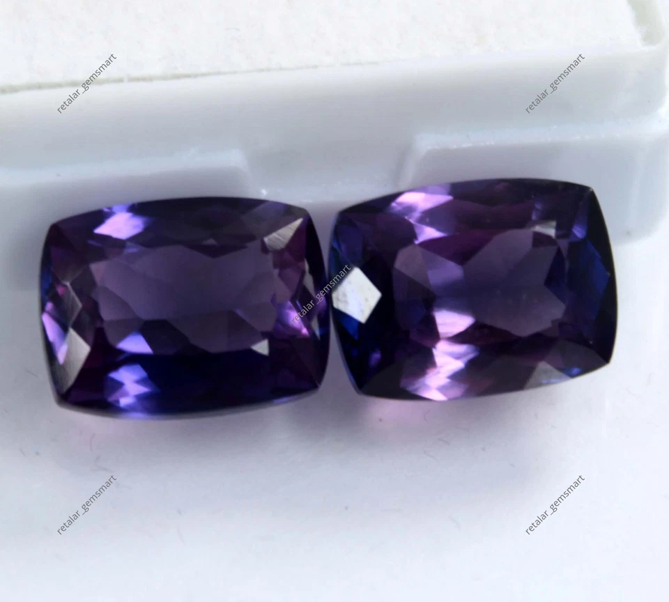 Purple Tanzanite Pair 10 Ct Certified Cushion Cut Loose Gemstones - Image 2 of 4