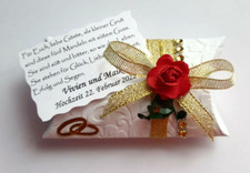  Gastgeschenke  Hochzeit, Gold Geschenkebox Tischdeko mit 5 Mandeln und Spruch