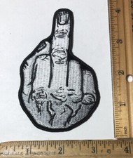 Middle Finger Iron On Patch Biker Motorcycle 2.5 x 4 Give The Bird Hand