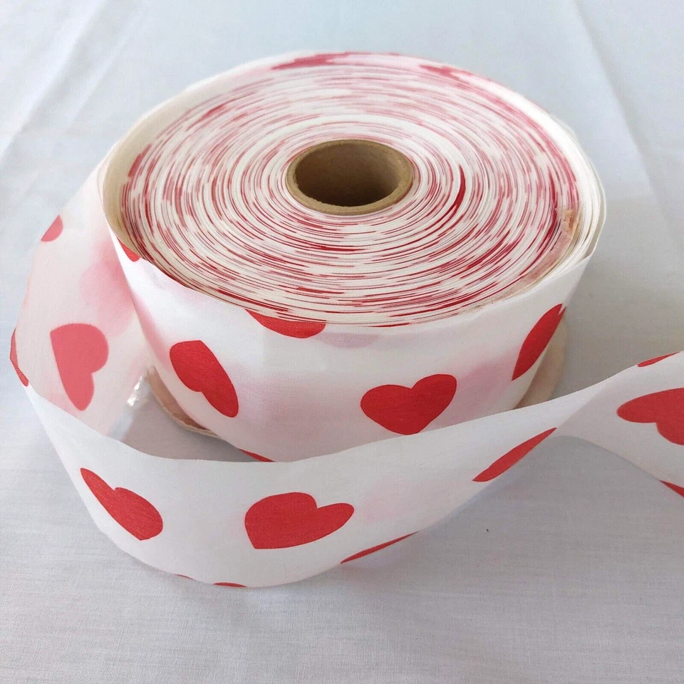 Large Roll Valentine Crafts Ribbon Red White Hearts 2-3/4" x 100 yds * Bulletin - Image 2 of 3