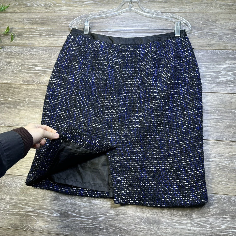 Jones Wear Falda Talla 8 Azul Lana Tweed, Falda Forrada Lápiz Mini Mujer Foto 3 de 4