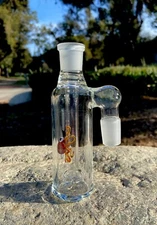 18mm Glass Ash Catcher 90 degree (Amber Octopus)Thick Glass.