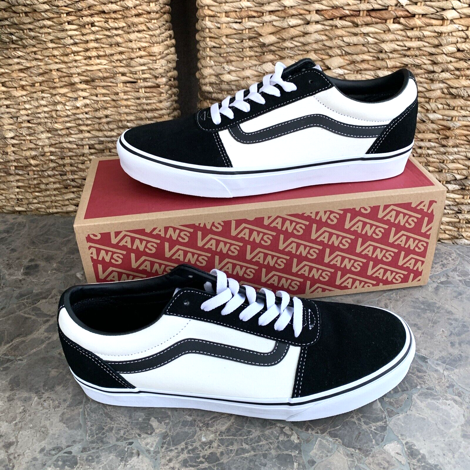 Vans Ward Retro S/C Sneakers Men Size 11.5 Marshmallow Black VN0A36EMKIG-image