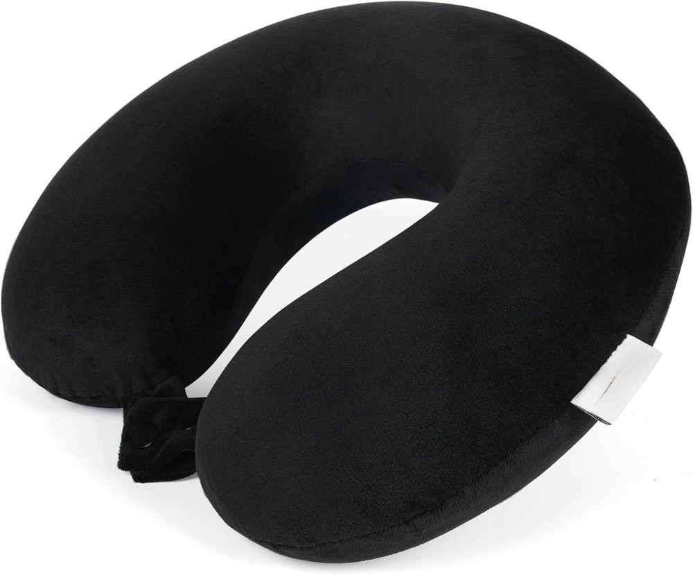 Memory Foam Travel Neck Pillow for Airplanes with Washable Cover