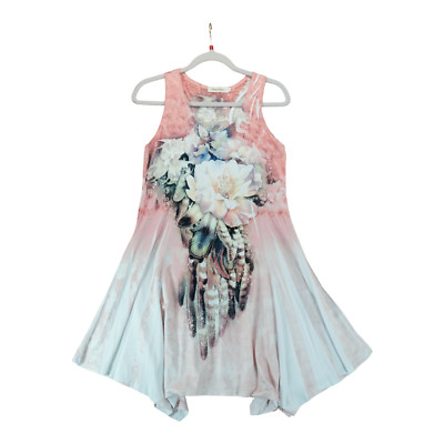 SIMPLY COUTURE LACE SEMI SHEER FLORAL BLOCK LACE DRESS RACERBACK SIZE MEDIUM