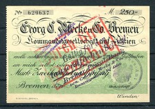 Brema 250 tysięcy marek G.C. Mecke Prywatna bank Urząd telegraficzny.....z1306