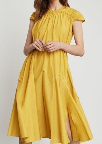 BCBG MAXAZRIA Parachute Shirred Midi Dress W/pockets XS In Sunshine Yellow ($378