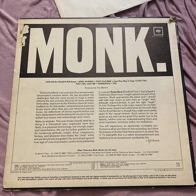 MONK-CL-2291 -1965 MONO WHITE LABEL PROMO-THELONIOUS MONK NM | eBay 