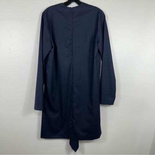 JACQUEMUS Navy Blue Wool Gathered Drape Front Shift Dress 38 L'Enfant Du Soleil - Picture 2 of 10