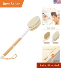 Back Scrubber with Long Handle and Dual Bristle Types for Complete Body Care