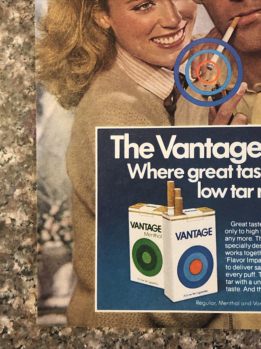 1979 Vantage Cigarettes PRINT AD Vantage Point Taste & Low Tar