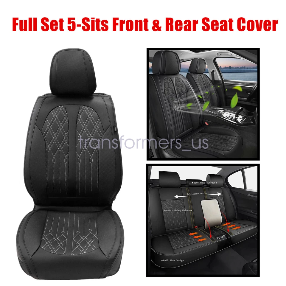 Funda de asiento de cuero PU delantera y trasera apta para Scion tC xB 2004-16 asiento completo 5 asientos Foto 2 de 4