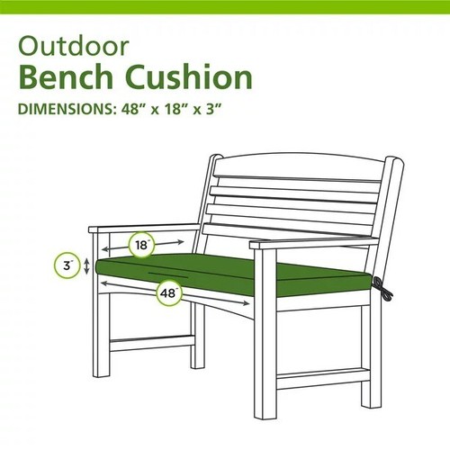 Outdoor Bench Chair Cushion Polyester Fabric Patio Seat Pad 18"x48" Tan