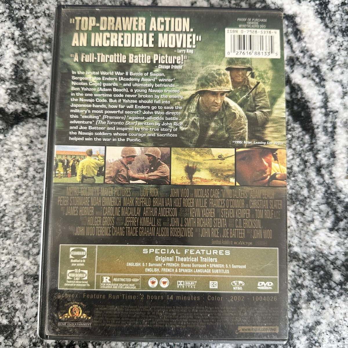 Windtalkers DVD 2002 Nicolas Cage WW2 Miltary & War Movies DVD
