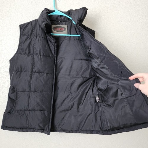 GUESS x VINTAGE 90's quilted goose down puffer vest in black size M - Picture 6 of 9