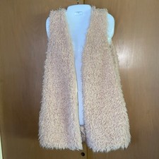 70s Hippie Fuzzy Long Vest Brown Iconic 60s Rock Music London Faux Fur XL e16