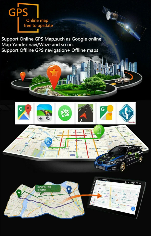 Single 1Din 10.1 Inch Car Stereo Android 11 GPS Navi WIFI FM Radio MP5 Player - Image 4 of 4