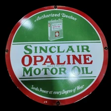 PORCELAIN SINCLAIR ENAMEL SIGN 30X30 INCHES DOUBLE SIDED