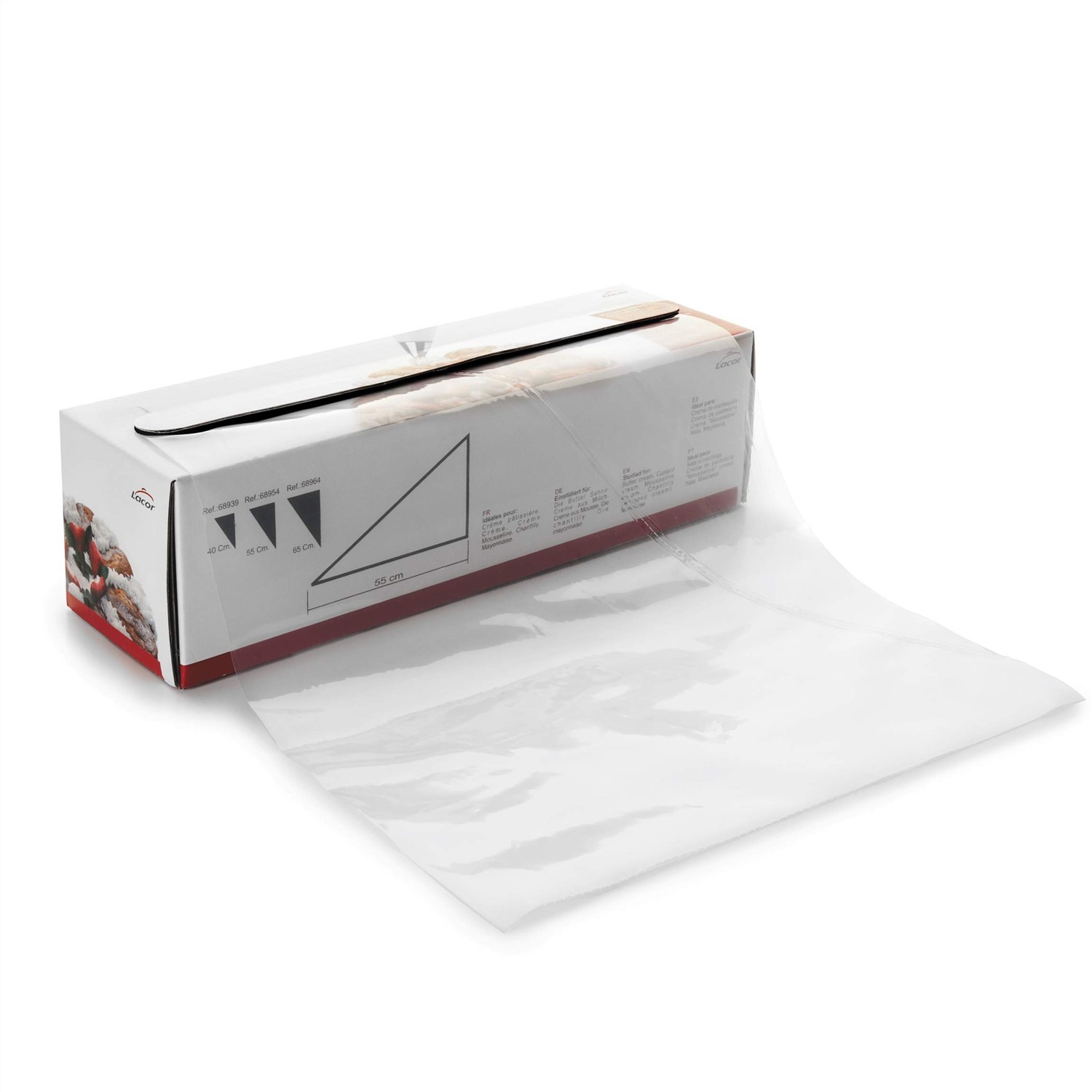 Poches à décorer jetables 55 cm Lacor 68954 : grand sachet de pâtisserie transparent x100