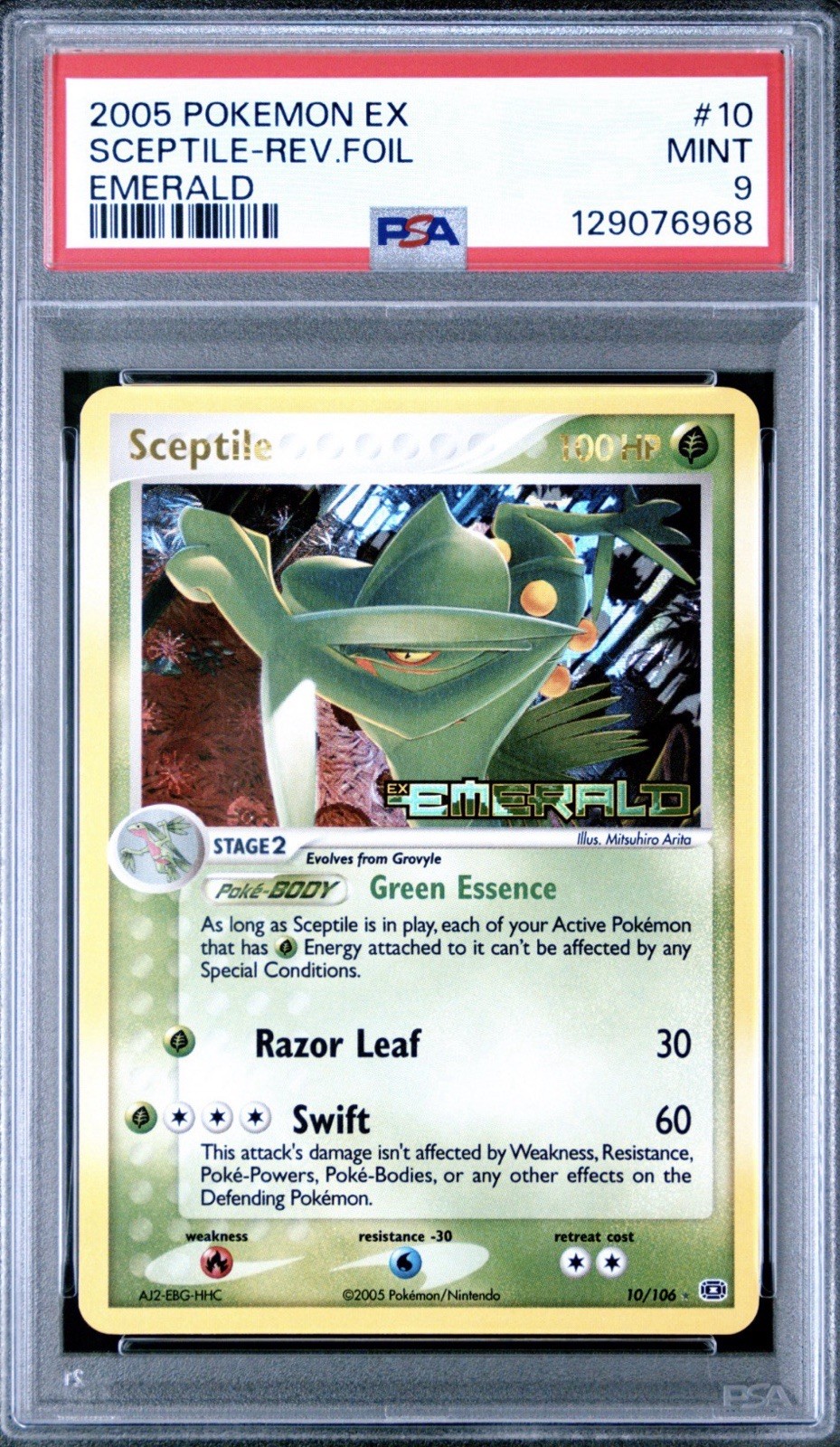 2005 Pokemon EX Emerald Sceptile Reverse Holo Rare 10/106 PSA 9 Mint POP 69