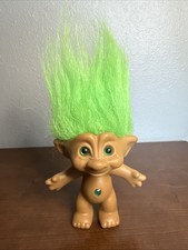 Vtg Rare Ace Novelty Troll Doll Green Hair Eyes Green Heart Belly Jewel 6"