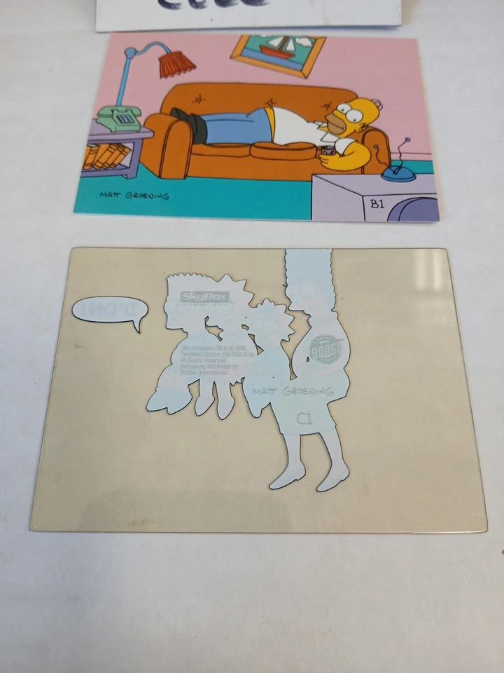 Skybox Simpsons 1993 Series 1 Promo Card with Cel Overlay B1 & C1 - Image 2 of 4