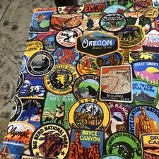 National Parks Patches Cotton Fabric Reversible Table Runner HANDMADE NEW