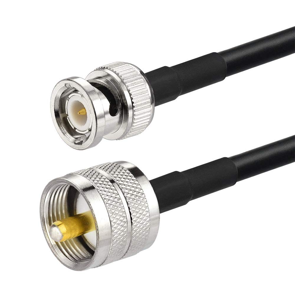 Eightwood UHF PL259 Male to BNC Male Cable RG58 Coax 3 Feet for CB Radio, Ham...
