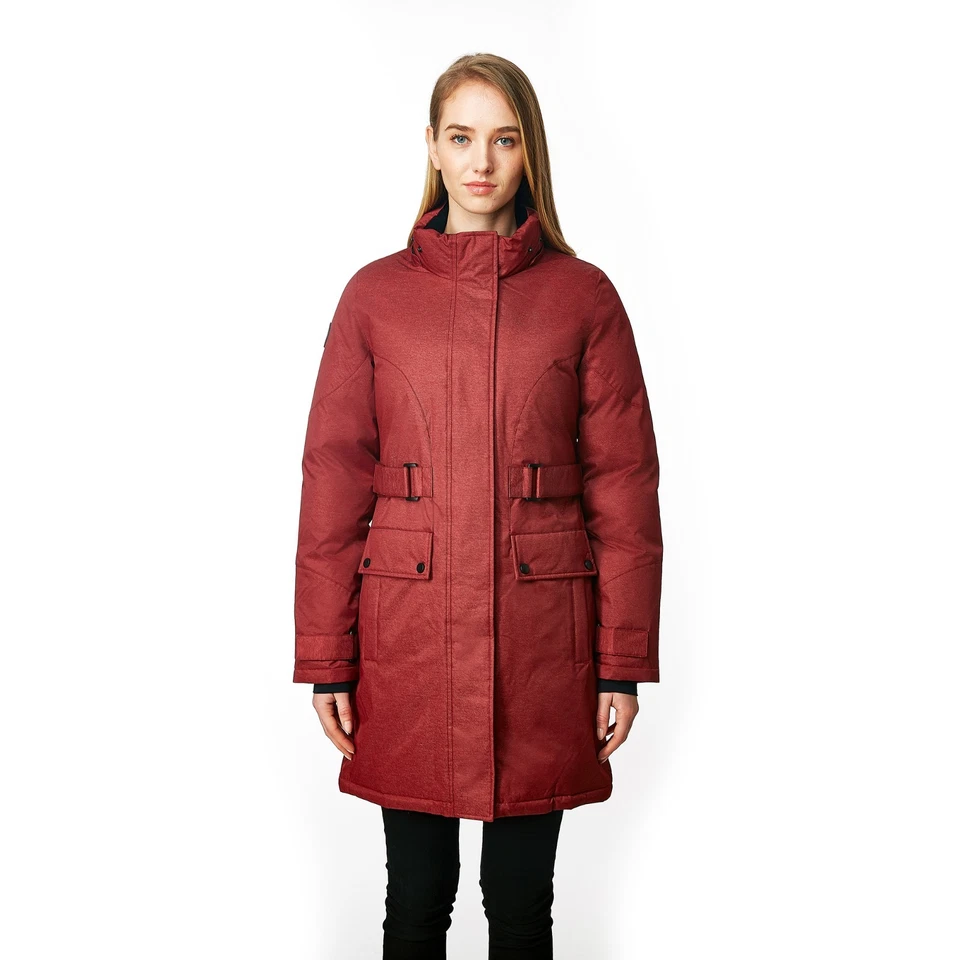 Triple F.A.T. Goose Isella Women's Water-Resistant Down Parka with Fur Maroon S - Image 2 of 4
