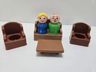 Vintage Fisher Price Little People Brown Furniture Mom And Dad
