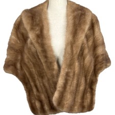 VINTAGE ANN ARBOR FURRIER Custom Made Mink Fur Stole Wrap Autumn Haze Sz M/L
