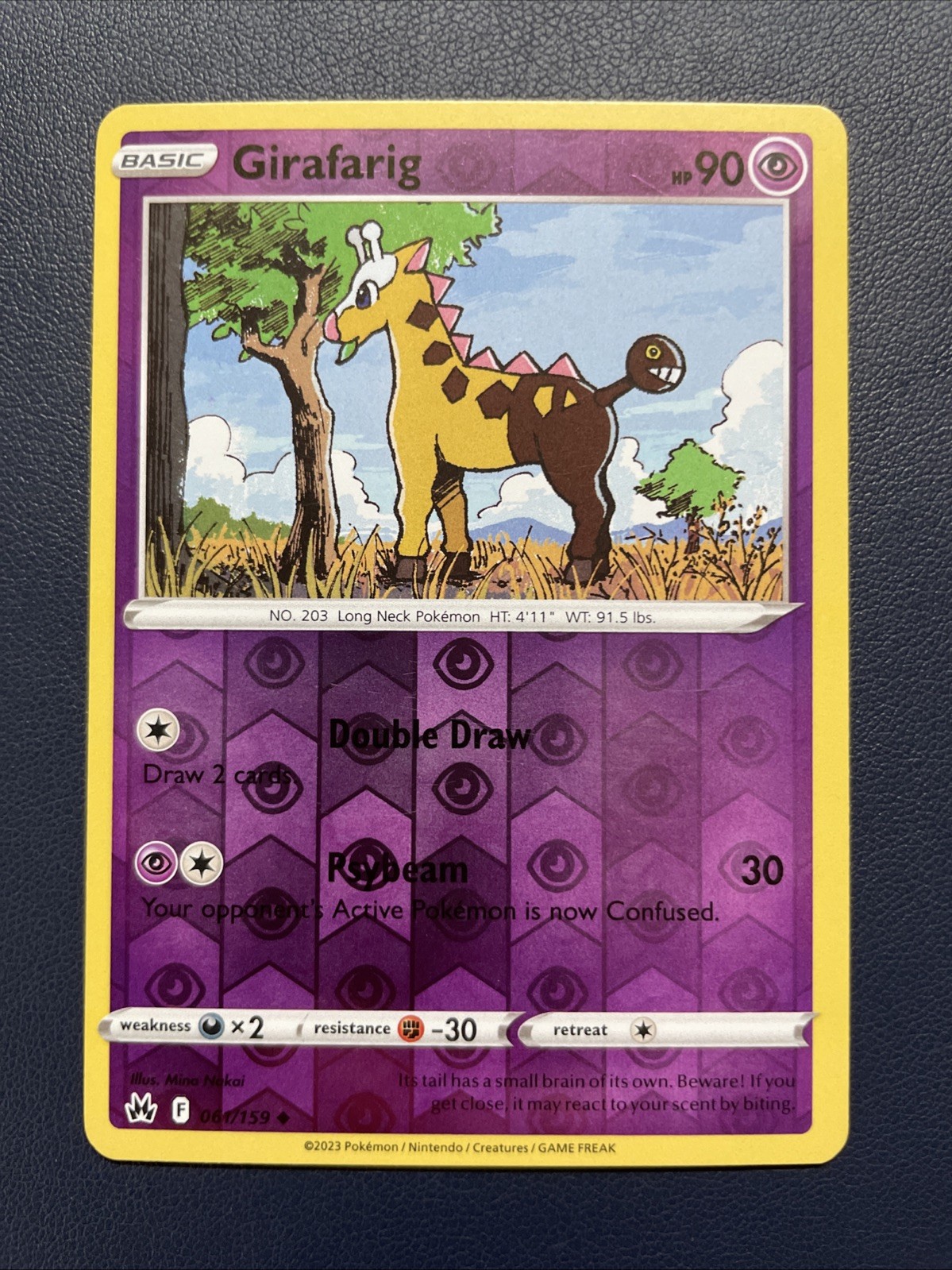 Girafarig Reverse Holo 061/159 Uncommon Crown Zenith LP Pokemon Card fast ship!