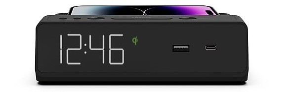 Station W Alarm Clock 10W Qi Wireless Charger USB-C USB-A JetWay Black