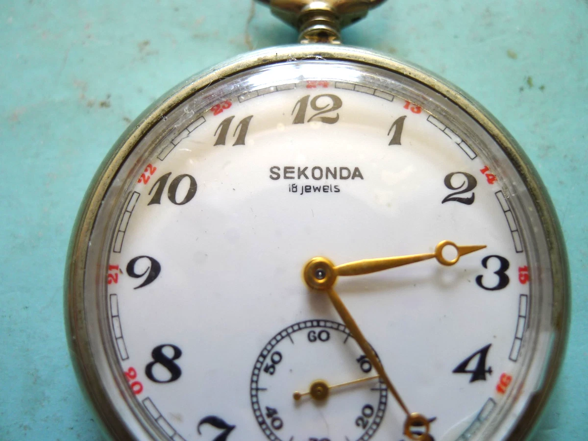 Reloj Bolsillo Sekonda 18J Delgado 50mm Esfera Blanca Níquel. Totalmente funcional... En muy buen estado