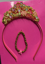 Disney Parks Princess BELLE Metal Costume Headband TIARA  Gold Bracelet Used