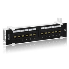 Patch Panel 12 Port Cat6 10G UTP 10 Inch Wallmount 1U Ethernet Punch Down