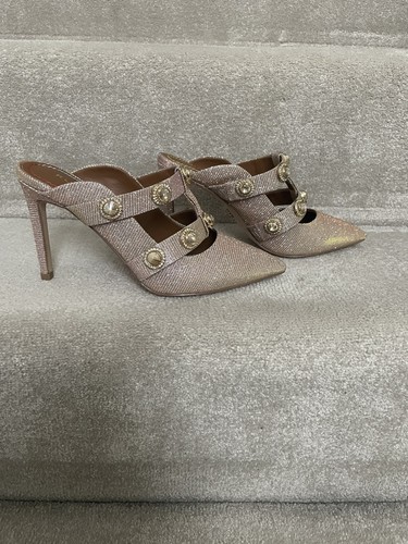Kurt Geiger Octavia Gold Fabric Occasion Heeled Mules In Size 3 - Picture 11 of 19