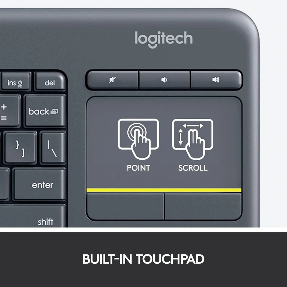 Logitech K400 Plus Teclado Inalámbrico USB Con Touchpad - Diseño US QWERTY Negro - Imagen 4 de 4