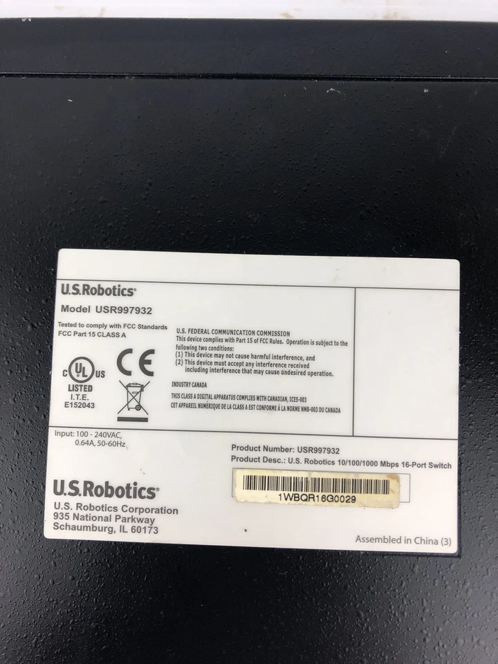 U.S. Robotics USR997932 Port Switch 16-Port 10/100/1000Mbps 100-240VAC - Image 2 of 4