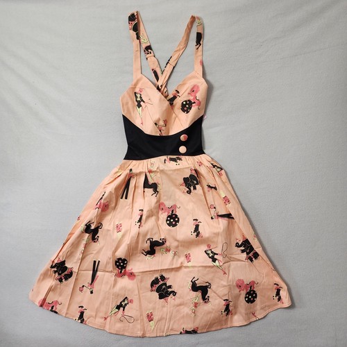 Pinup Couture Circus Dress Flare XS Pink 50s Retro Rockabilly Vanity Novelty